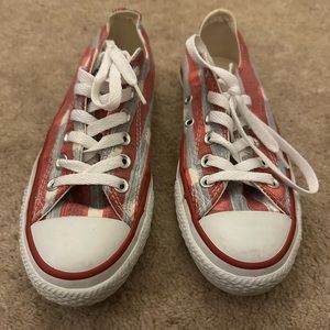 Converse red white and blue low tops